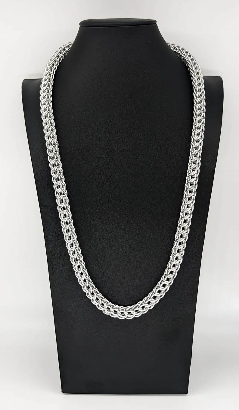 Silver Chainmail Necklace (Customizable)