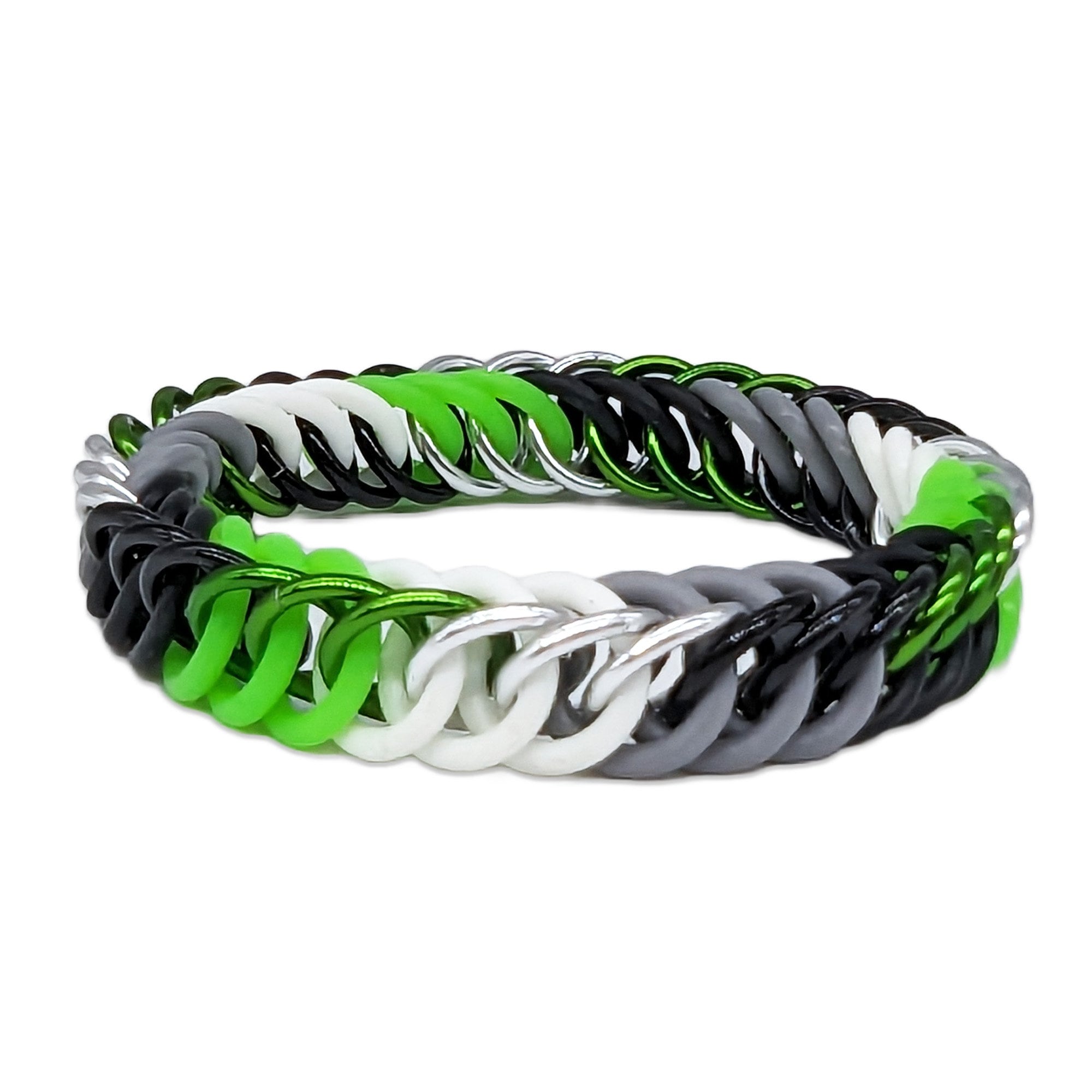 Aromantic Pride Bracelet Black , Green White and Grey