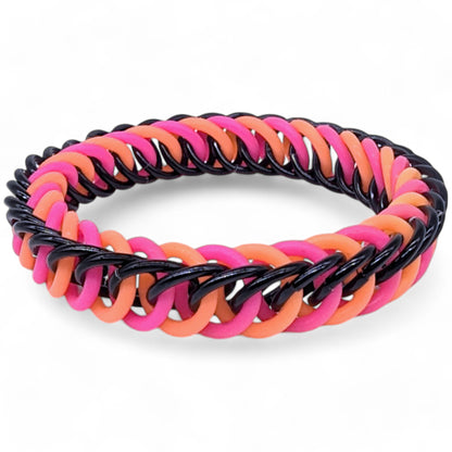 Eternium Glowflex Bracelet - 'Sunfire Surge' - Neon Pink & Coral on Black