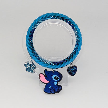 Blue Alien Charm Bracelet Place in Transparent Front view