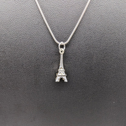 Eiffel Tower Silver Necklace Close Up